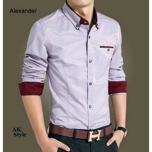 Kemeja Pria MR Size XL Lengan Panjang Slim Fit Casual Kerja Modis Formal Fashion Pria