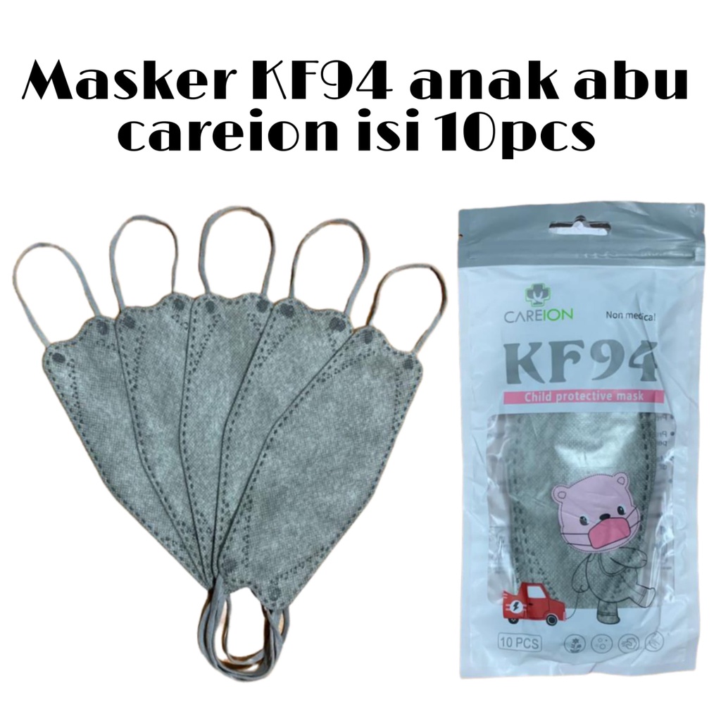 Masker Anak KF94 Careion  Korea 4ply Masker kf 94 ANAK isi 10pc - HITAM/PUTIH