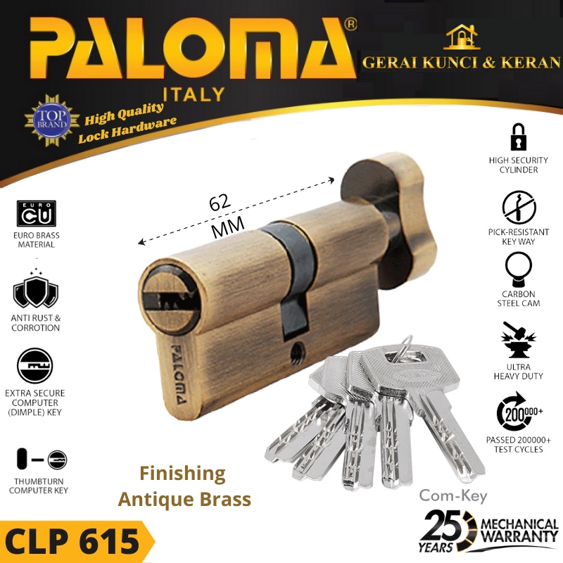 Knob Cylinder PALOMA CLP 615 DELUXE KC-CK 62MM - Computer Key