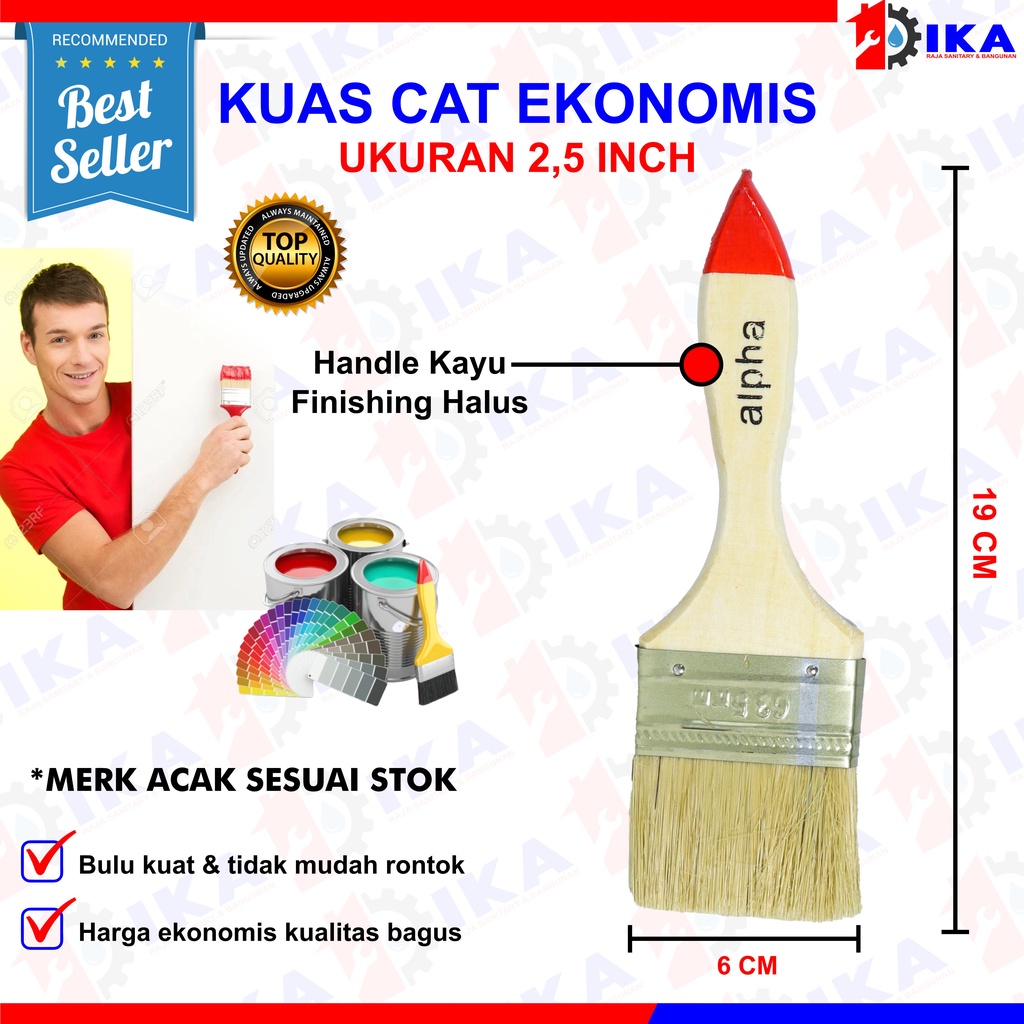 Kuas Cat Serbaguna Gagang Kayu - High Quality / Kuas Cat 1inch 2inch 3inch 4inch Alat Kuas kayu Cat Tembok Paint Brush / Kuas Cat SATUAN Gagang Kayu Ukuran 1&quot; /1.5&quot;/ 2&quot;/ 2.5&quot;/ 3&quot;/ 4&quot;