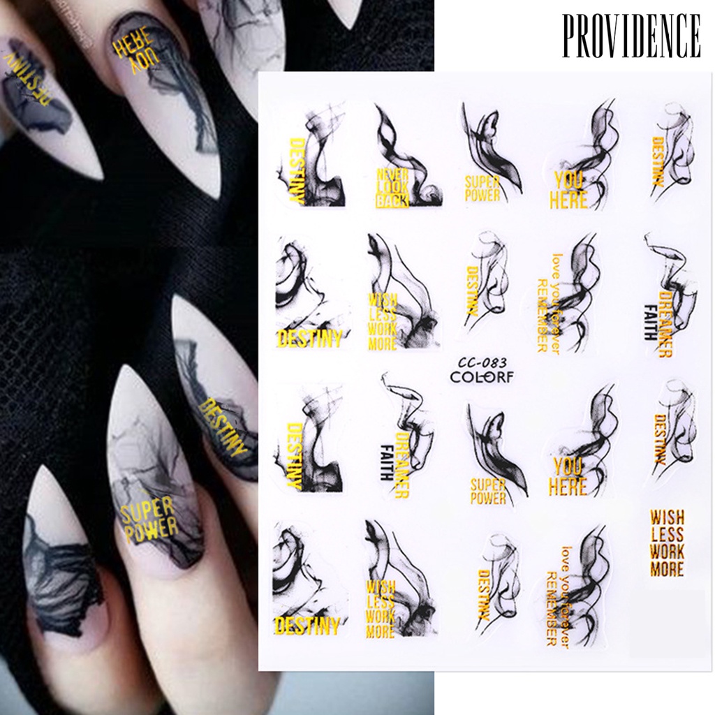 Providence 1 Lembar Stiker Kuku Ultra Tipis Motif Marmer Abstrak Untuk Manicure / Nail Art