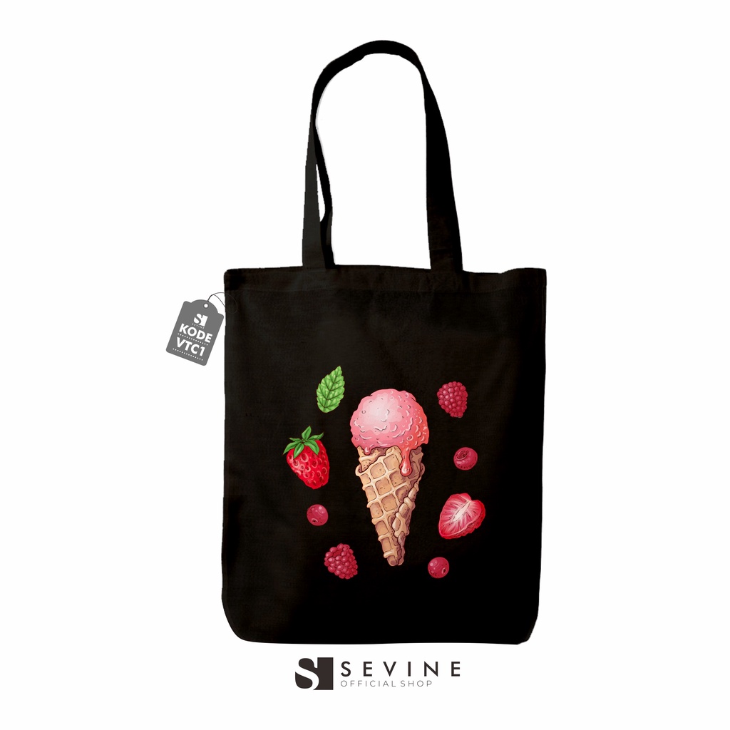 Sevine Totebag Tas Wanita Tote bag Resleting Girl Vintage Retro Aesthetic Colorful Black Series  - VTC1