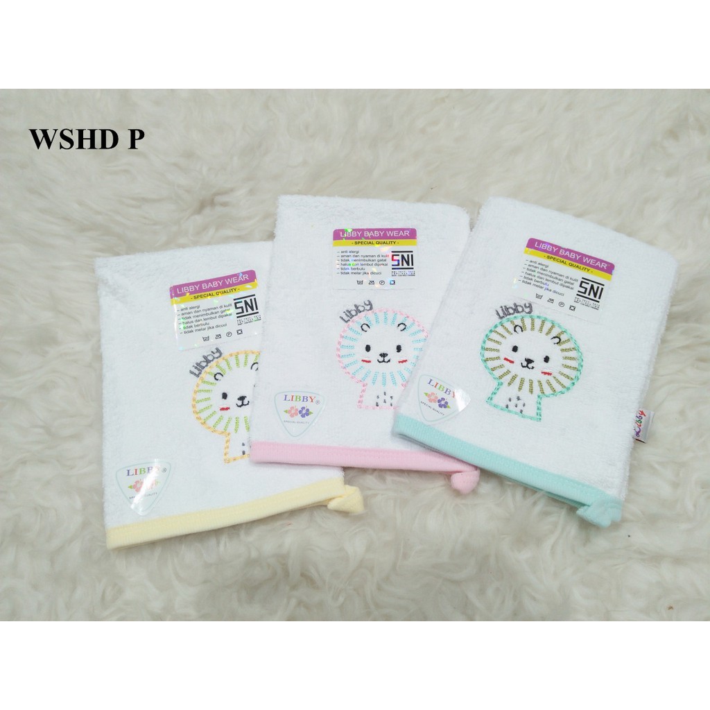 LIBBY MURAH WASLAP COTTON TANGAN PUTIH  WASHLAP HANDUK BAYI NEWBORN WARNA