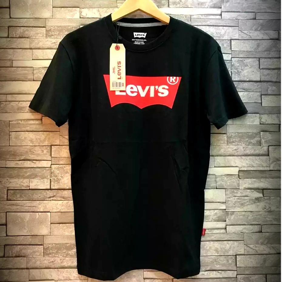 Kaos Pendek Oblong Pria Wanita Hitam Logo Levi Size M LXL XXL Model Terbaru 2023