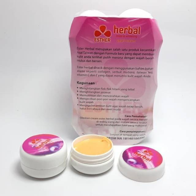 Cream Esther Herbal Moist Whitening Pearl Lusinan Indonesia