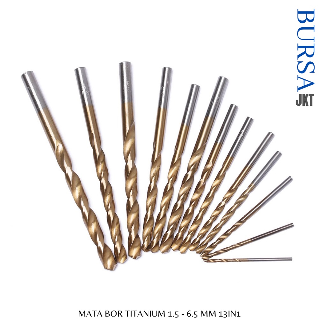 SET MATA BOR 1.5 - 6.5MM 13 PC HSS TITANIUM DRILL BIT