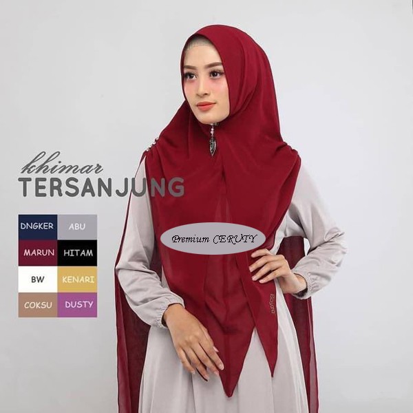 KHIMAR SYARI TERSANJUNG / JILBAB KHIMAR 2 LAYER CERUTY BABYDOLL / HIJAB INSTANT MENUTUP DADA / JILBAB INSTAN JUMBO