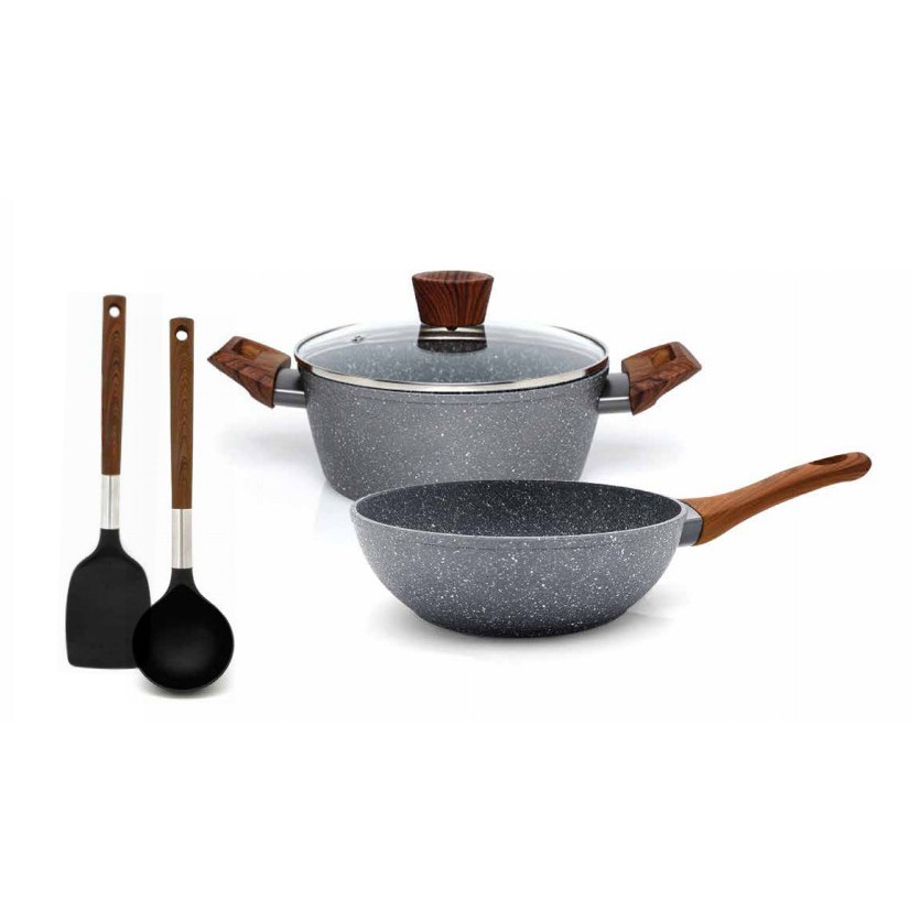 Cyprus Marble Set Paket Panci Sauce Pan Fry Pan Sutil Ladle PI 0902