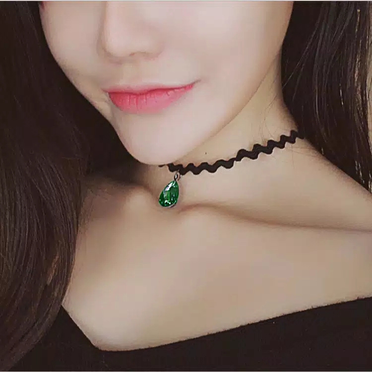 Kalung Choker Hitam Wanita Diamond Korea Style 418