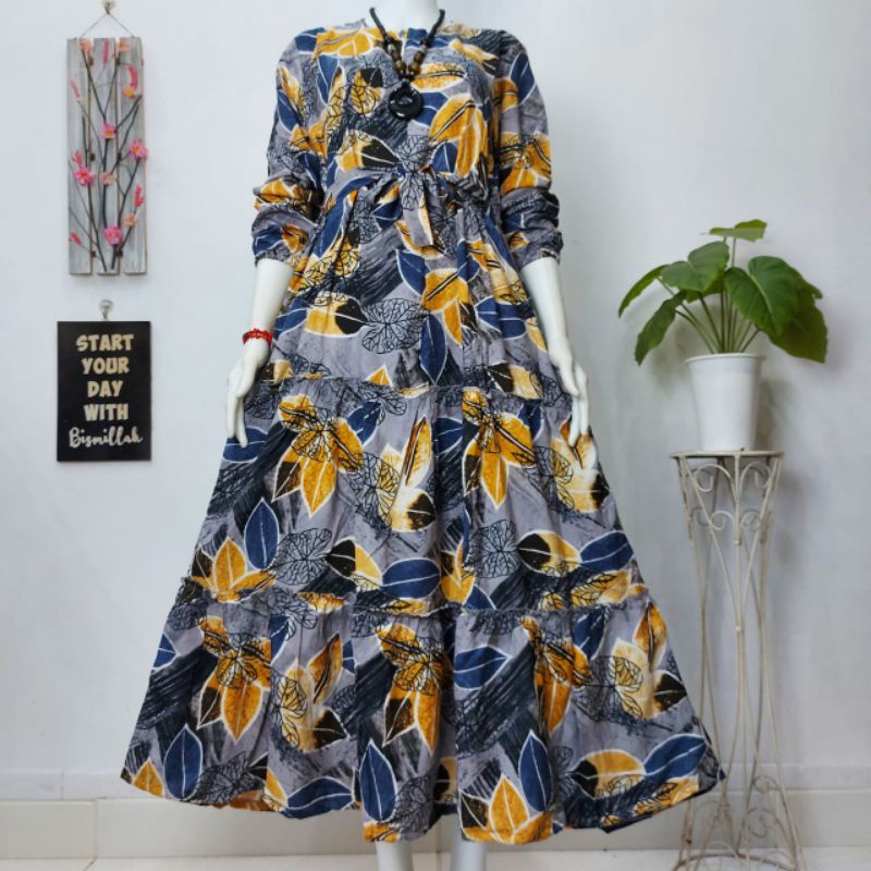 Gamis Rayon Motif Daun