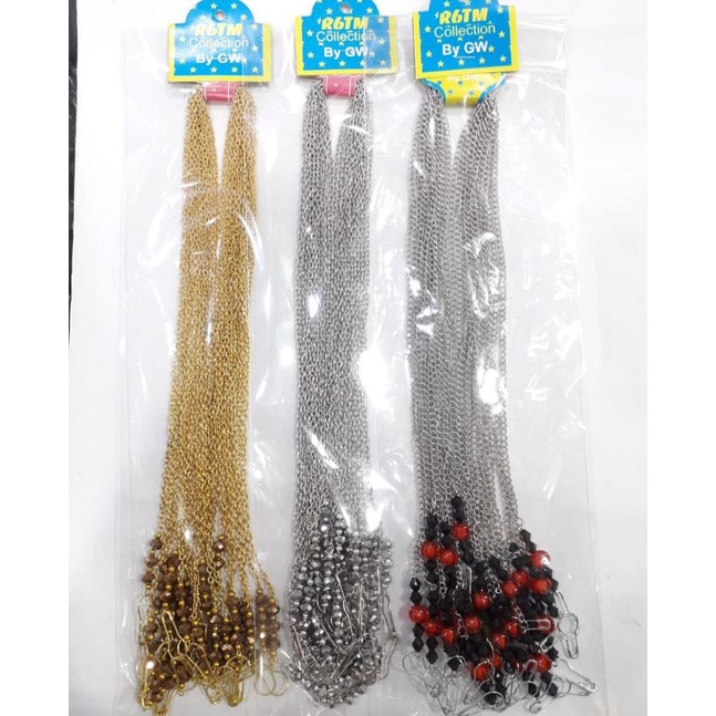 Kalung Masker RANTAI-2 Kristal Lusinan 12pcs PRD Grosir