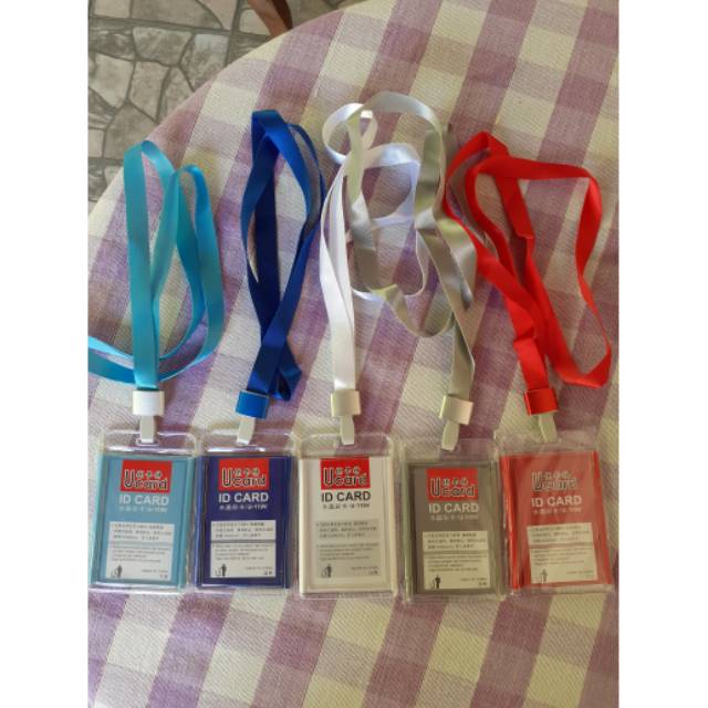 

Name tag anti air acrylic kaca bening id card plus tali