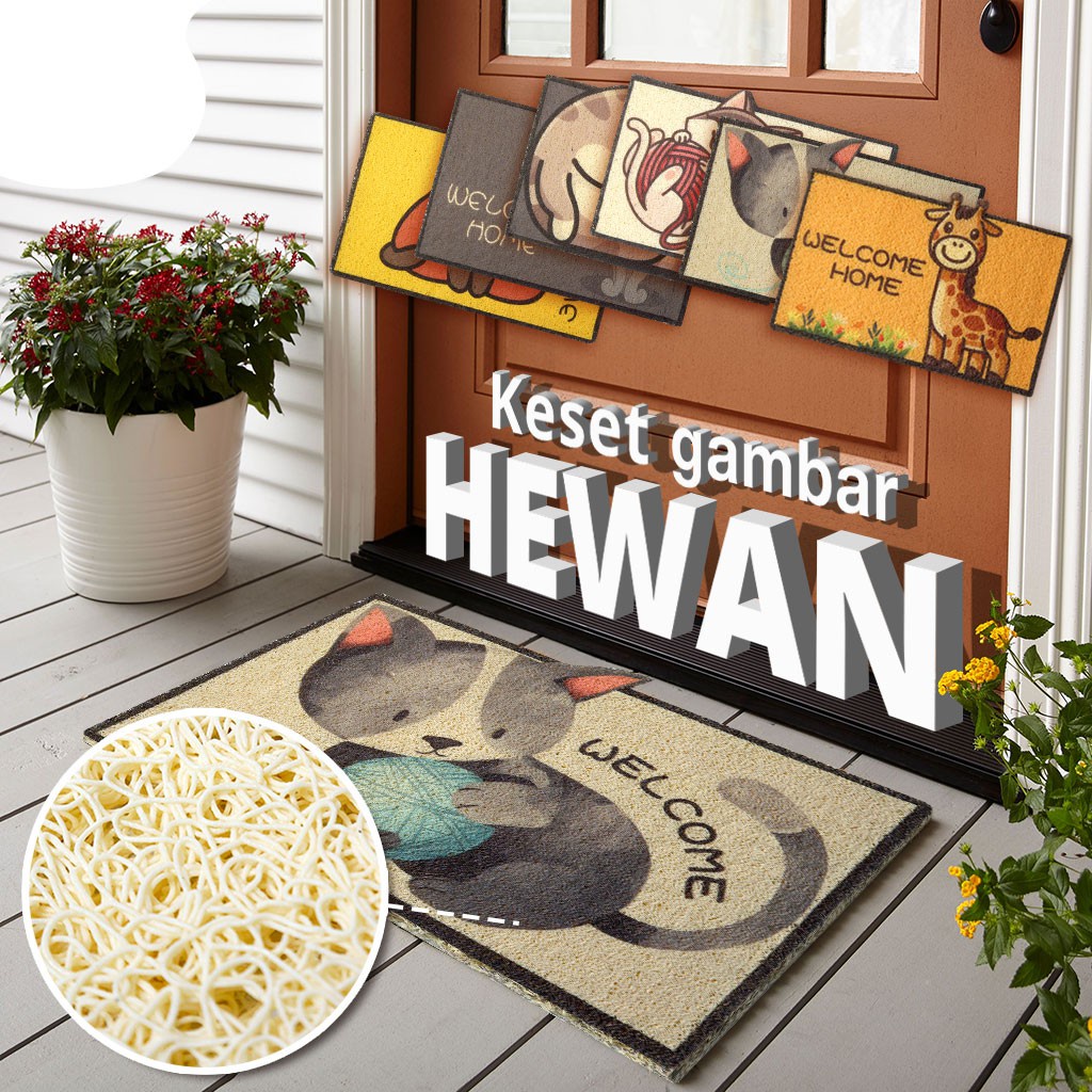 Keset Motif Hewan Lucu Bihun Mie Kamar Antislip