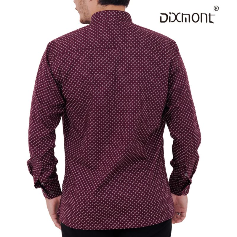 Dixmont Kemeja Pria Basic Formal Motif Lengan Panjang Hem ML00622