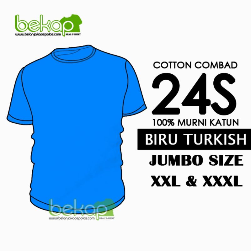 Original Kaos Polos Katun Combad 24s Warna Biru Turkish Tebal Kaos Polos Cowo Cewe Unisex