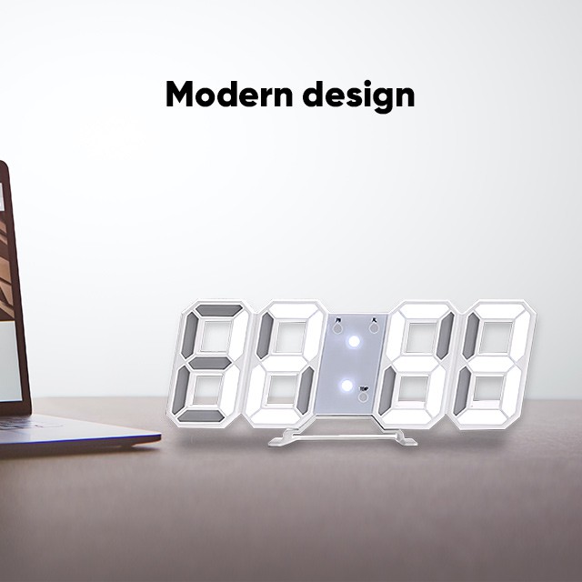 Smartfish Jam 3D Wall Table Clock LED Light bisa di dinding bisa di meja