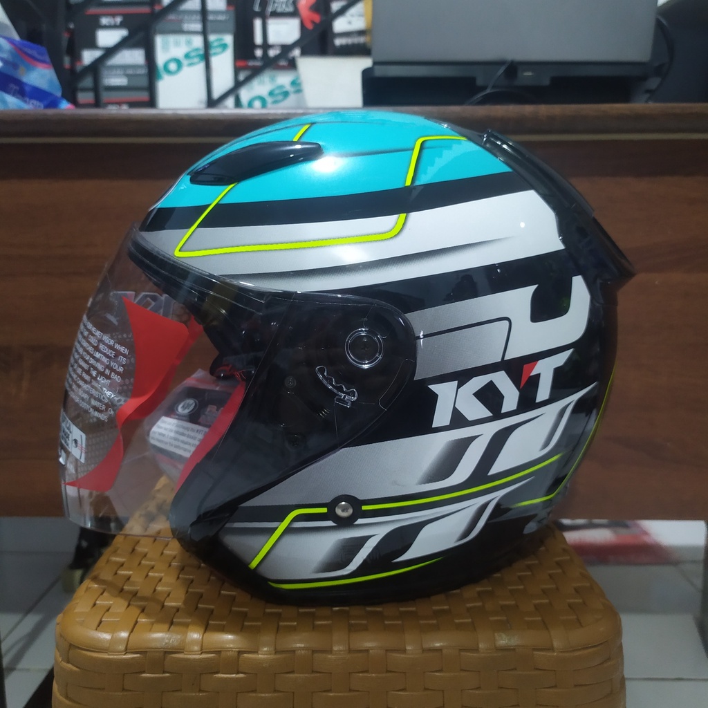 HELM KYT DJ MARU SERI 13 BLACK BLUIS | KYT HELM DJ MARU MOTIF