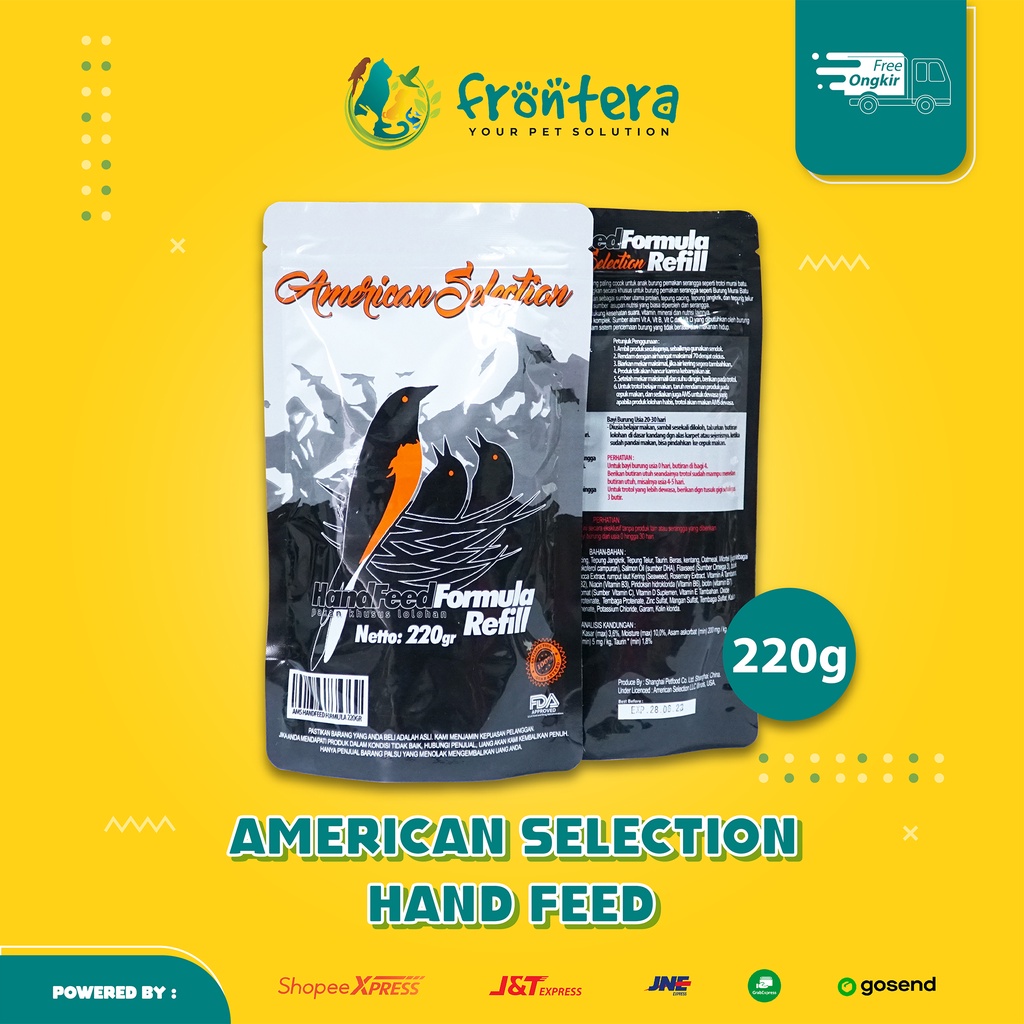 AMS AMERICAN SELECTION HANDFEED FORMULA 220gr AMS Handfeed  Pakan Lolohan Burung Murai