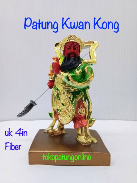 Patung Kwan Kong Duduk 4in Fiber New