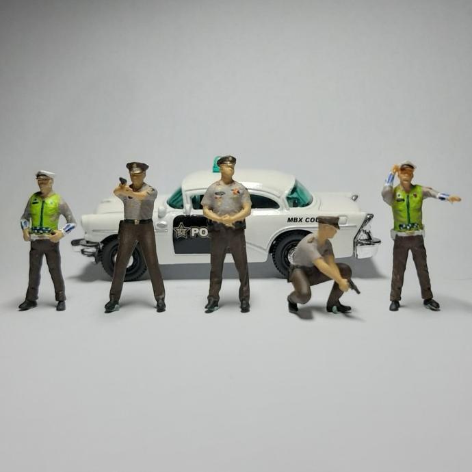 siap kirim] Miniatur Figure Police Set Of 5 Skala 1/64 Diorama Diecast