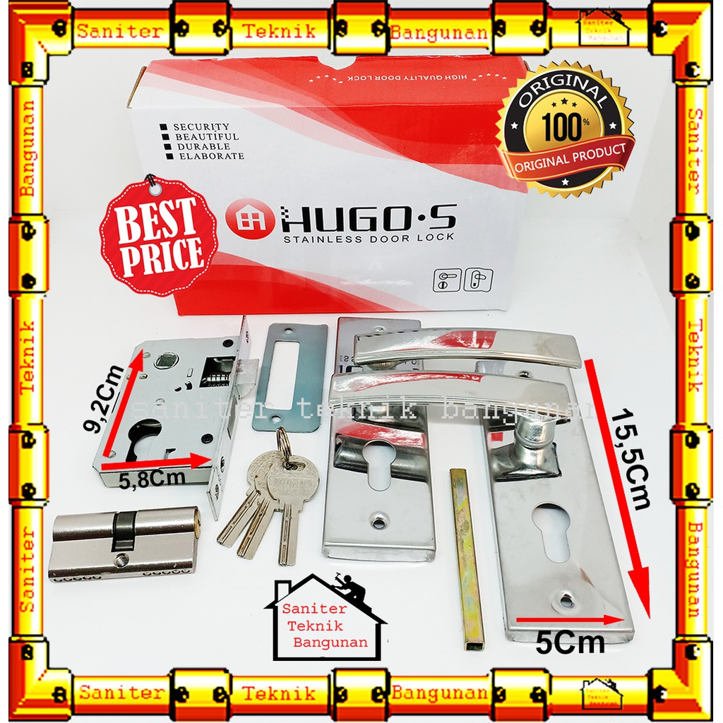 KUNCI PINTU HUGO MERAH HGS01-S-HANDLE PINTU-PEGANGAN PINTU-HANDLE DOOR