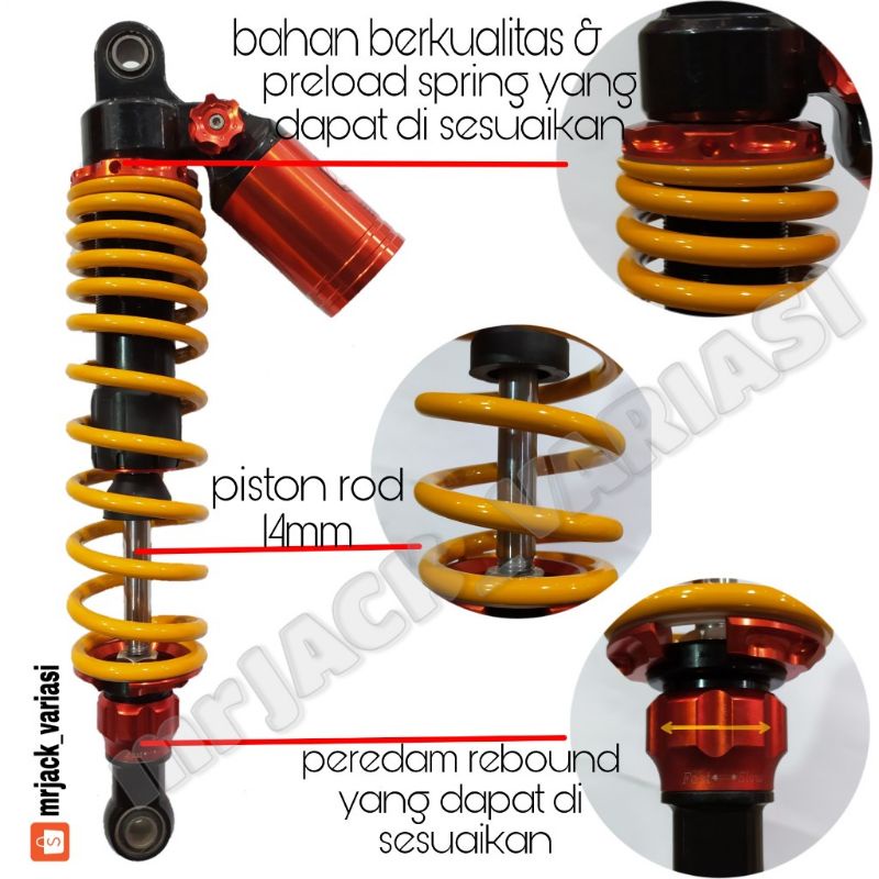 Shock Belakang RX King,GL,Megapro,VERSA Tiger bebek supra smash jupiter vega ANSWER 007 -270mm-340mm