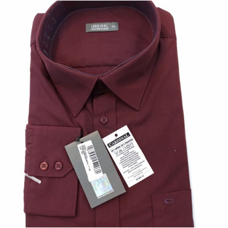 CARDINAL Original Kemeja Formal Pria Panjang Maroon FAKAR2094