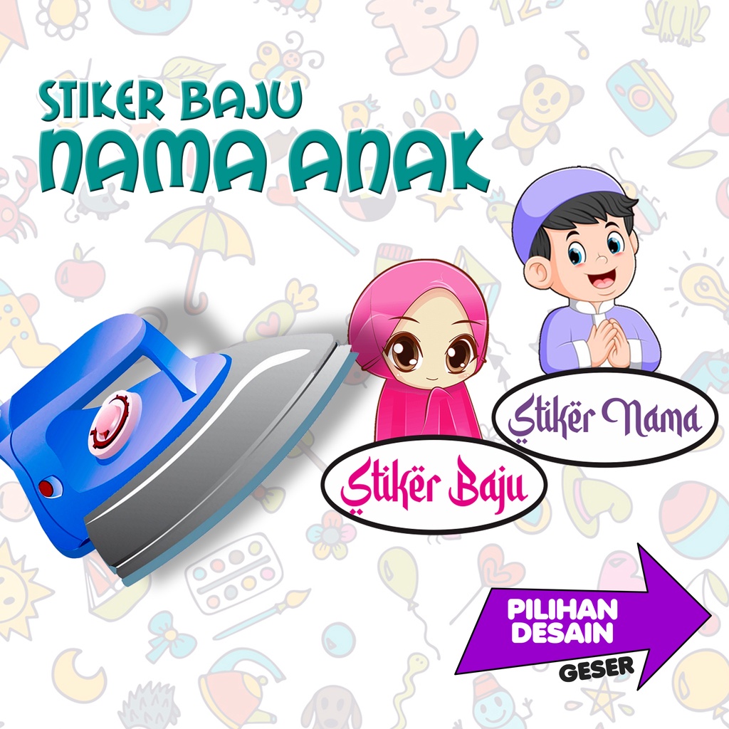 

Label Nama Baju Isi 30pcs / Nama Anak & Gambar / Stiker Baju Nama Anak / Sablon Nama Baju Anak Murah