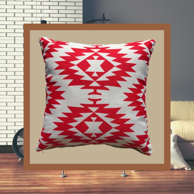 Sarung bantal sofa import 45x45 - tribal merah besar