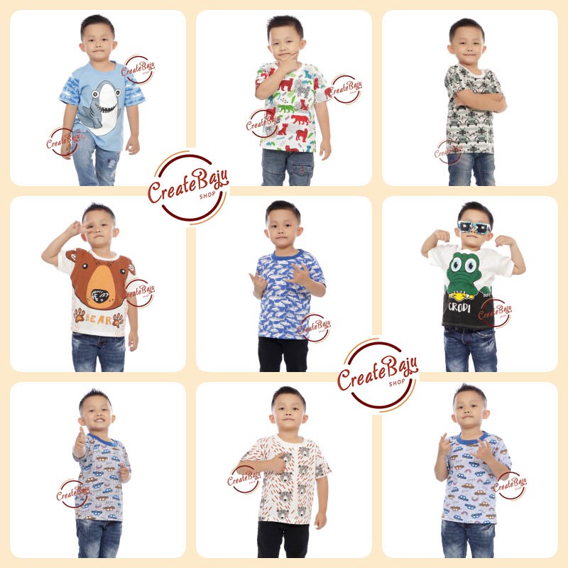 KAOS ANAK LAKI 1-7 TAHUN HIU BERUANG DINO BUAYA BAJU ATASAN ANAK LAKI FASHION TERMURAH BAHAN KATUN PART 2