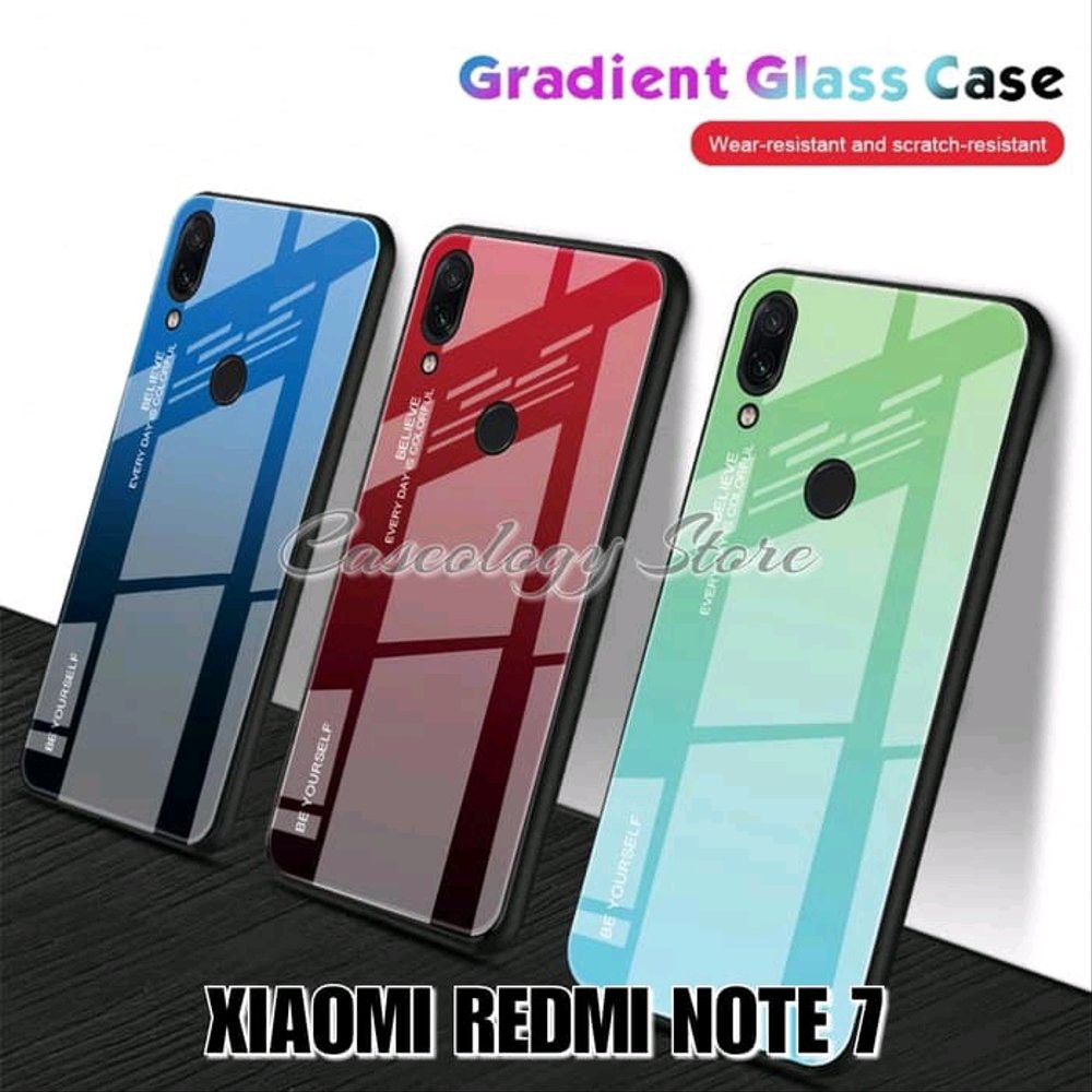 Dijual REDMI NOTE 7 PRO PREMIUM GRADIENT GLASS CASE REDMI NOTE 7 CASING REDMI NOTE 7 PRO XIAOMI