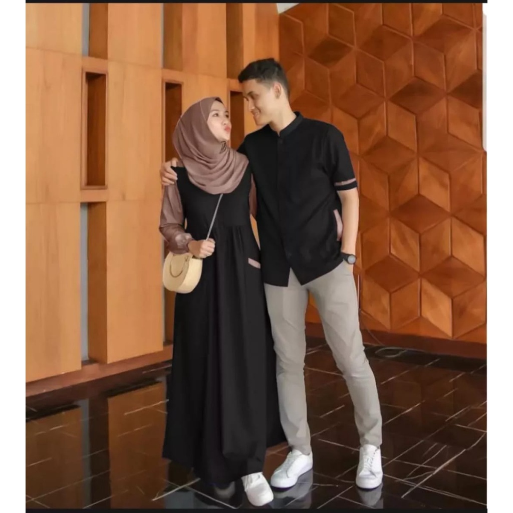 Baju Gamis Kapel  Pasangan Set Couple Suami Istri Kapelan Kondangan kekinian terbaru 2022