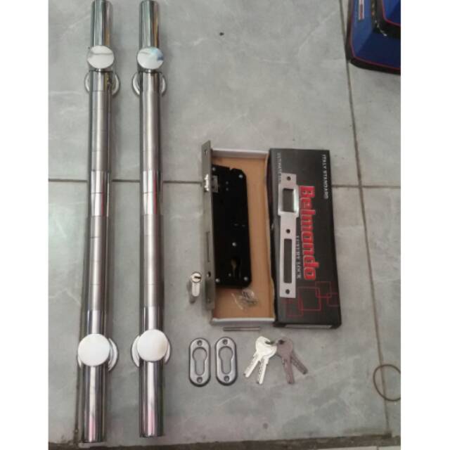 Handle pintu stainless 60cm 1set+kunci