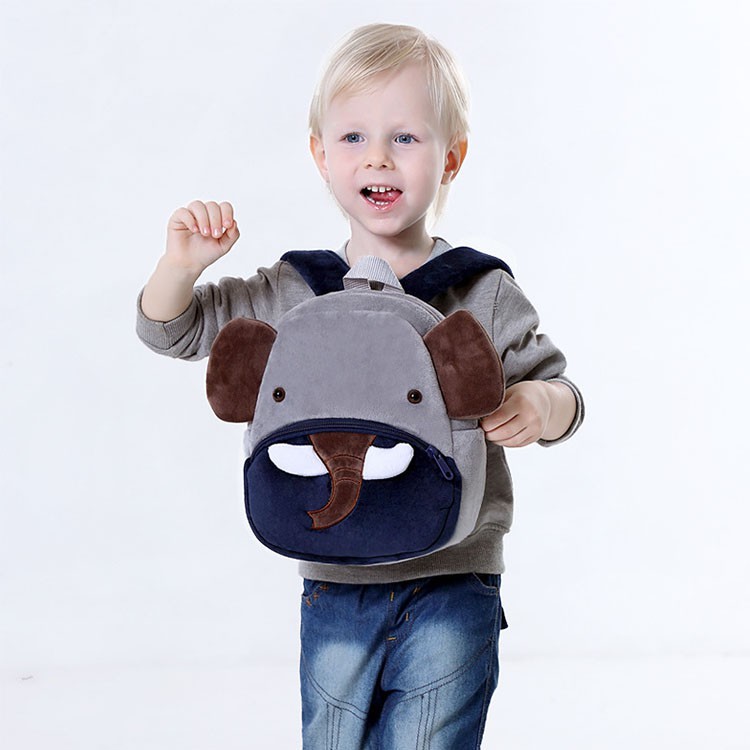 TAS RANSEL ANAK KARAKTER GAJAH / Tas TK Paud Usia 4-6 Tahun/ Bahan Halus Lembut Bahan Bulu