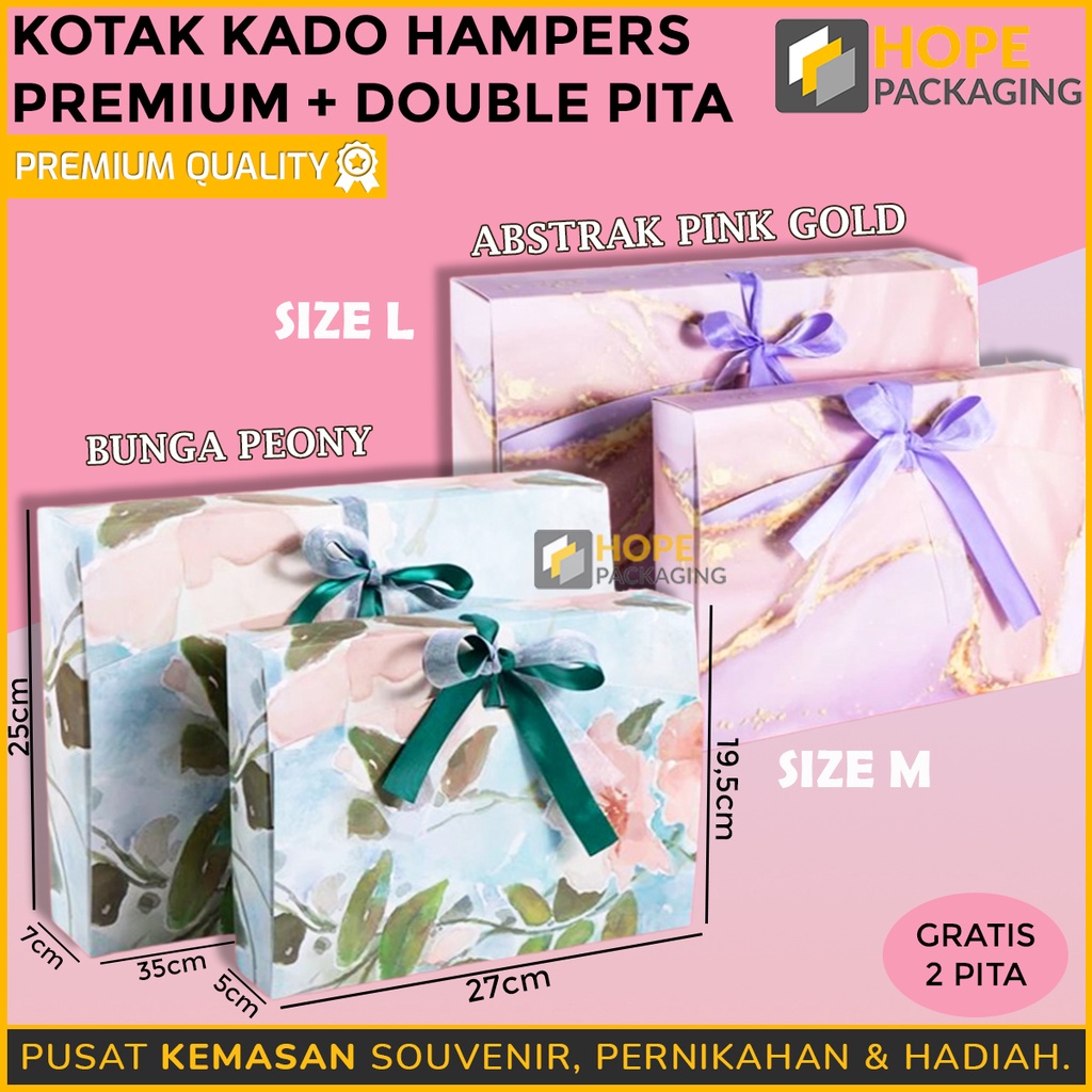 Kotak Kado Hampers Premium + Double Pita romantis / box souvenir hadiah Ulang tahun / ultah / happy birthday souvenir anaK / valentine