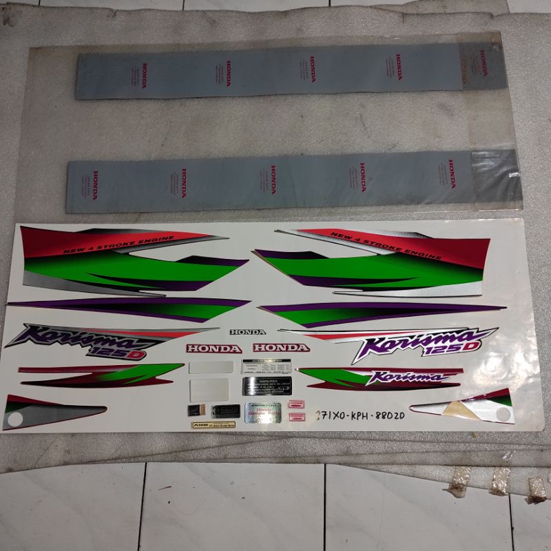 Stiker stripping striping decal graphic Honda Karisma 125 125D 2002 2003 2004 Hitam Merah Ori Origin