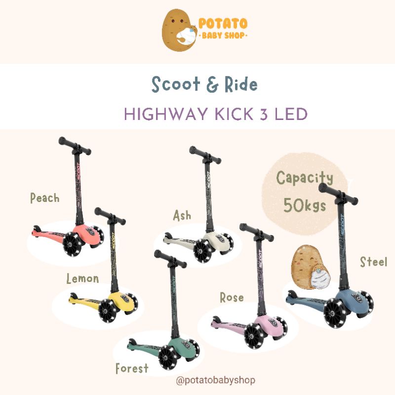 Scoot &amp; Ride Highway Kick 3 Led  / Scooter Anak