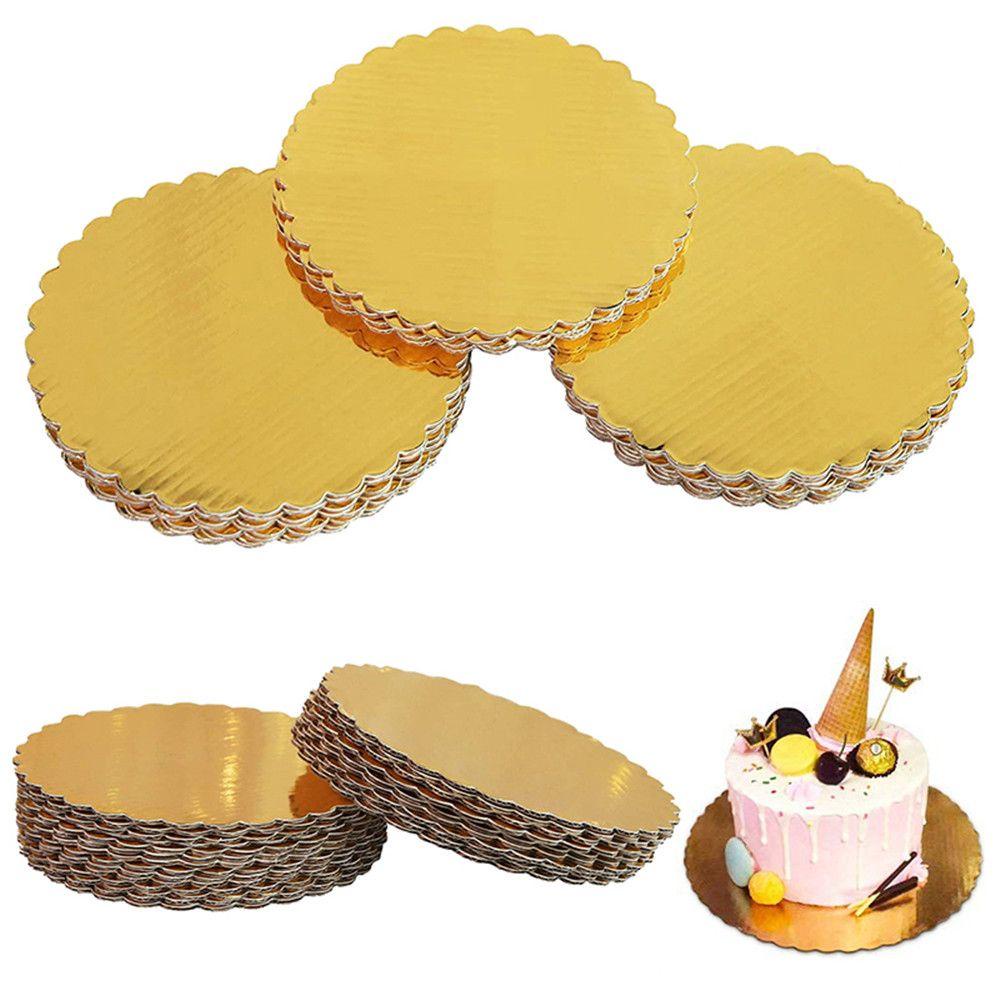 Solighter 5Pcs Tray Dessert Sekali Pakai Untuk Aksesoris Pesta Ulang Tahun Pernikahan Dapur Karton Bulat