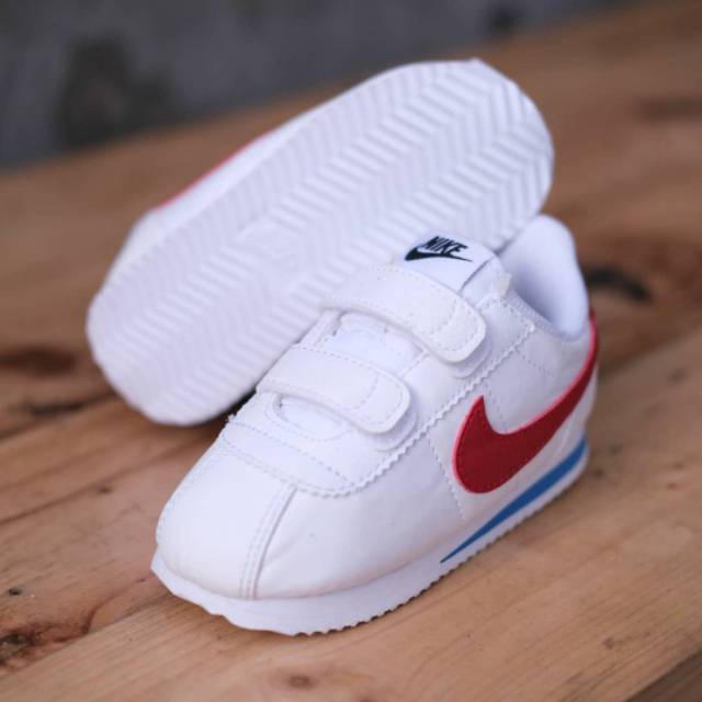 Sepatu Anak Nike Kids Cortez TD Forrest Gump White Red Velkro/Perekat Original