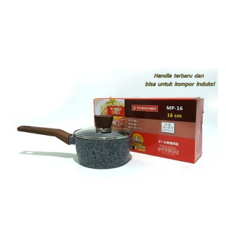 Yoshikawa Marble Panci + Tutup kaca [Sauce Pan] Ukuran 16 Cm