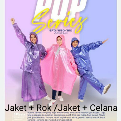 Jas Hujan Jaket Celana Pop dan Jaket Rok Polkadot POP Plevia - Jas Hujan Muslimah Polkadot Schothlite