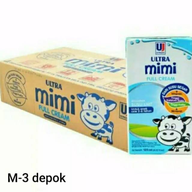 

Susu Ultra Mimi rasa full cream ukuran 125 mili isi 40 pcs per karton