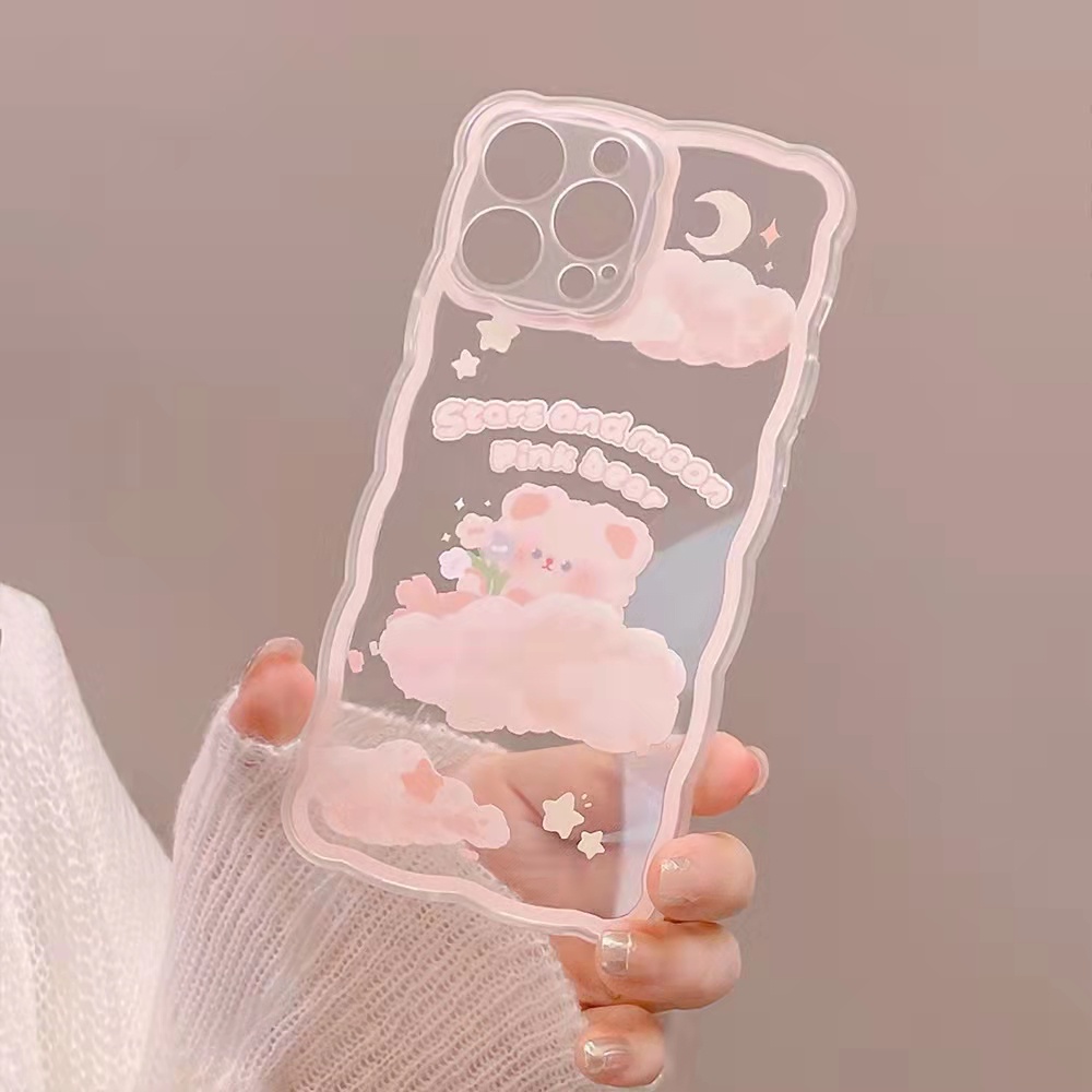 iPhone Case iPhone 13 13pro 13prm Silicone Soft Case Transparan Bergelombang Perbatasan Kartun Lucu untuk iphone 11 iphone 12 pro max iphone 7 plus iphone 8 plus phone xr xs max X Xr 11 Max 8plus iphone Pro mini7SE