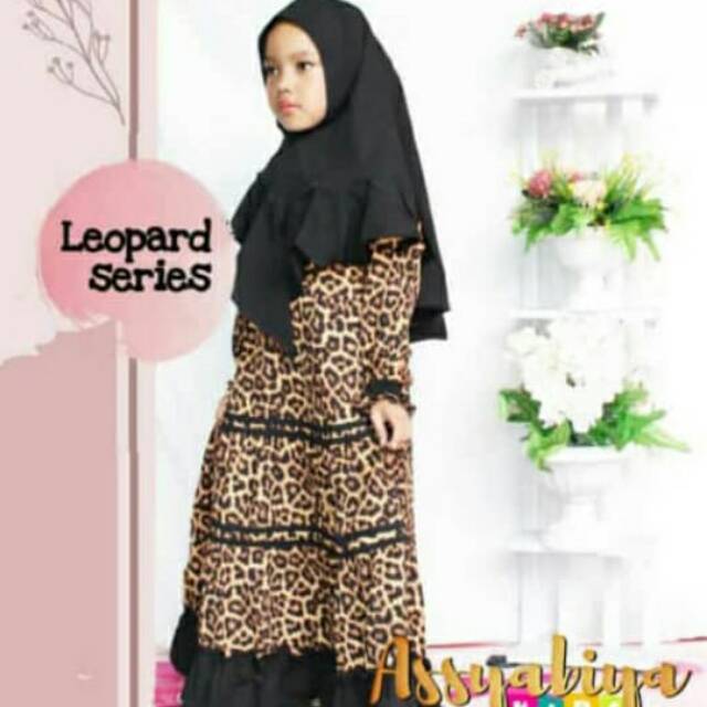 Gamis Syari Anak Set Khimar Monalisa Motif Macan Hrga spesial kualitas terbaik