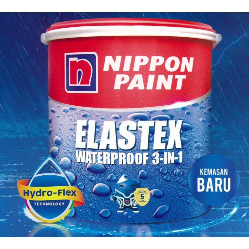 ASLI 100% ELASTEX 3 IN 1 NIPPON PAINT 4KG / 4 KG WARNA LENGKAP PUTIH ABU ABU BIRU HITAM MERAH HIJAU 