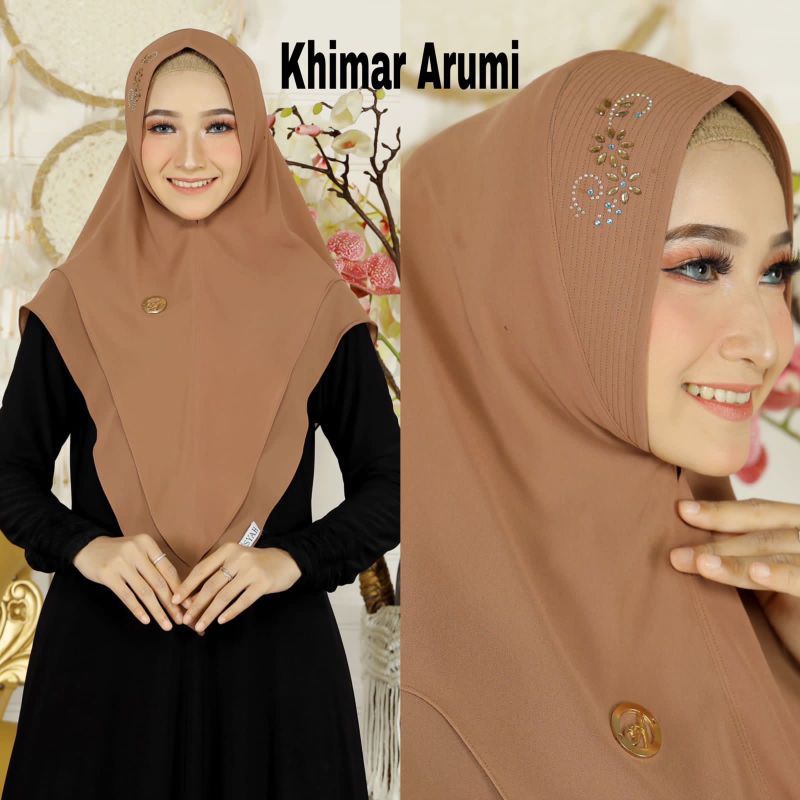 jilbab Aisyah ARUMI Khimar syari ceruti 2 layer runcing Swarovski