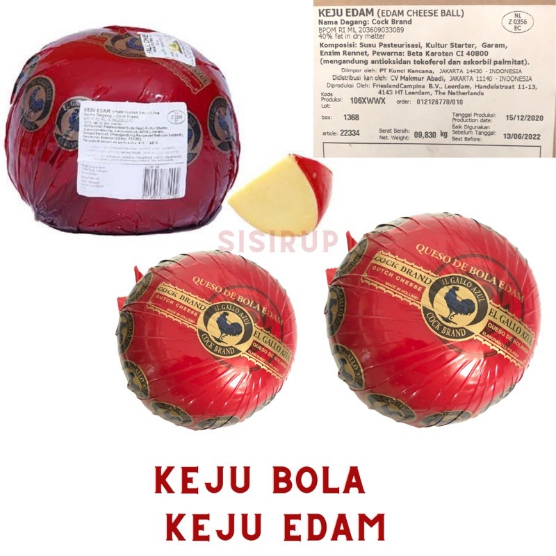 1,6 KG Keju Bola Ayam BOLA UTUH / Keju Edam 1,6 KG +/- / Keju Edam Cock Brand