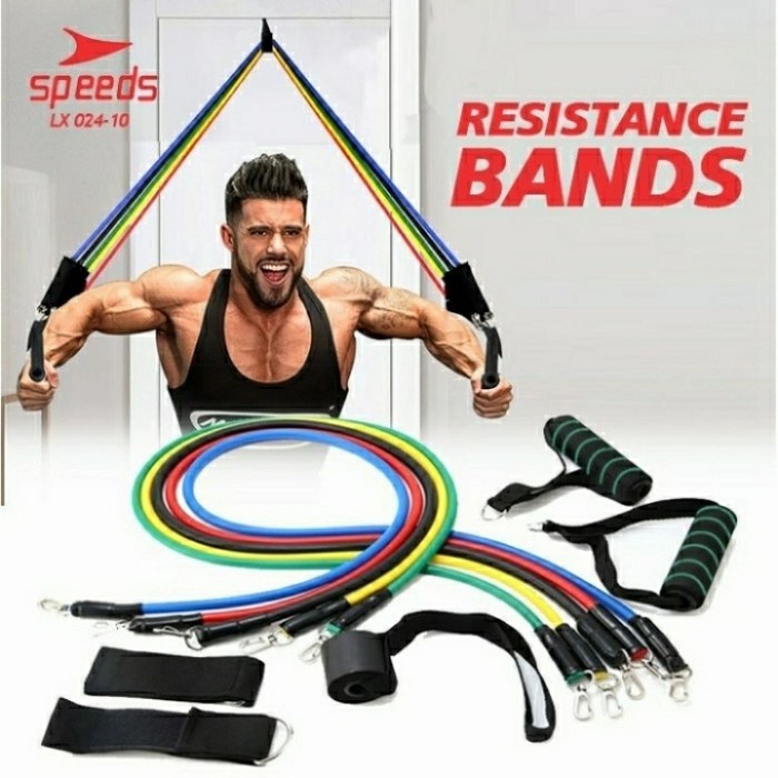 Resistance Band 11 Set Alat Fitness Gym Home Pro Set