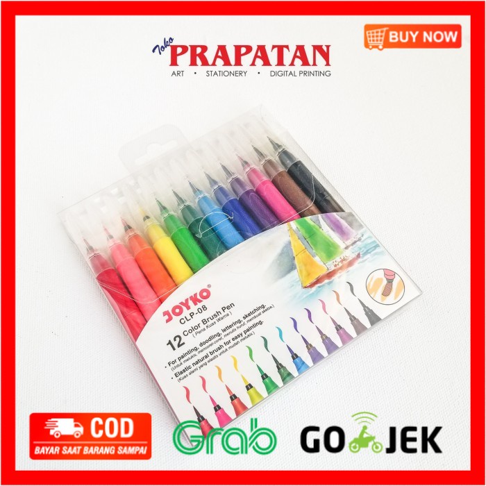 

(BISA COD) Joyko Color Brush Pen CLP-08 12 Warna / Spidol Warna