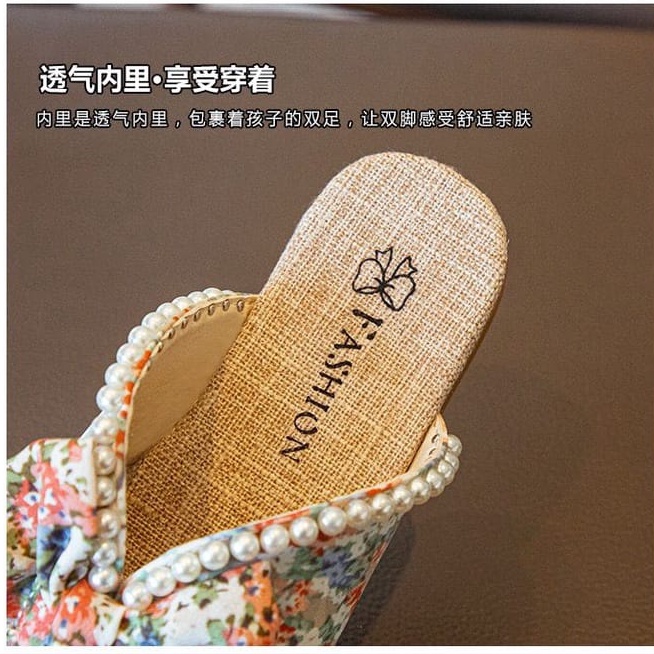 [Brandedbaby] 26-36 SEPATU SENDAL SELOP ANAK PEREMPUAN IMPORT / SEPATU ANAK FASHION IMPORT TERBARU MOTIF BUNGA MUTIARA